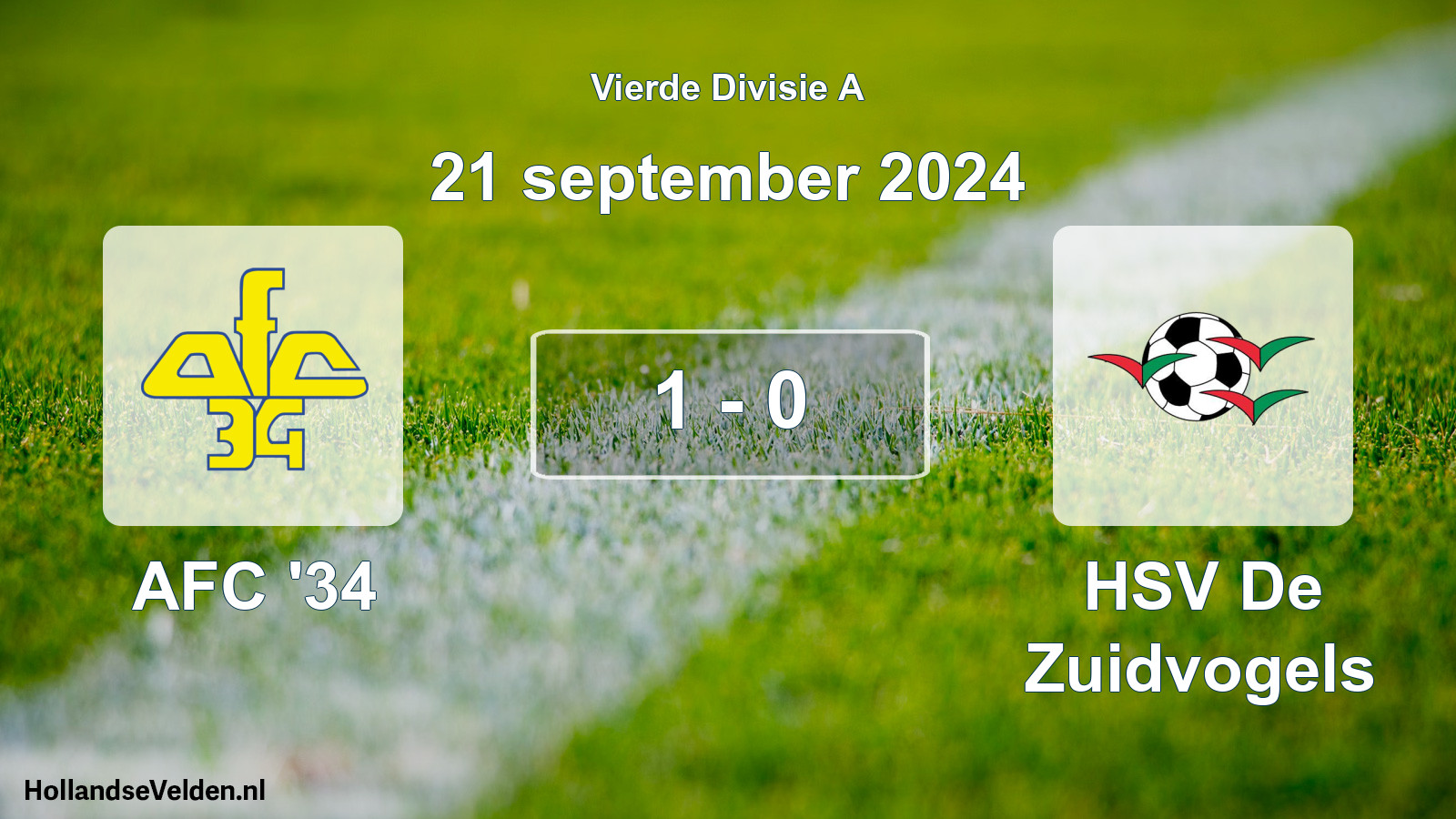 Total number of matches played: AFC '34 - HSV De Zuidvogels 1 - 0 (21 September 2024)