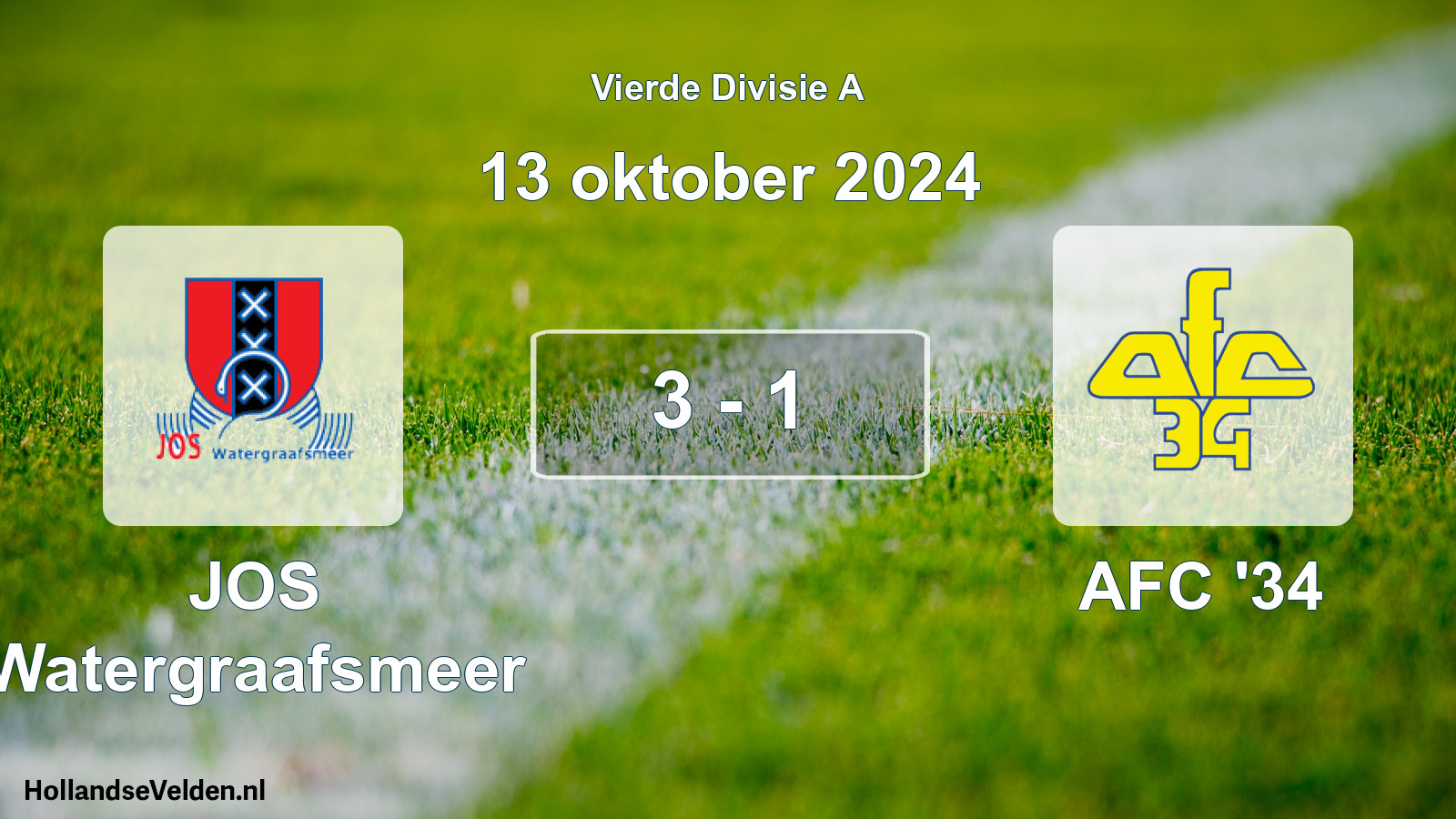 Total number of matches played: JOS Watergraafsmeer - AFC '34 3 - 1 (13 October 2024)