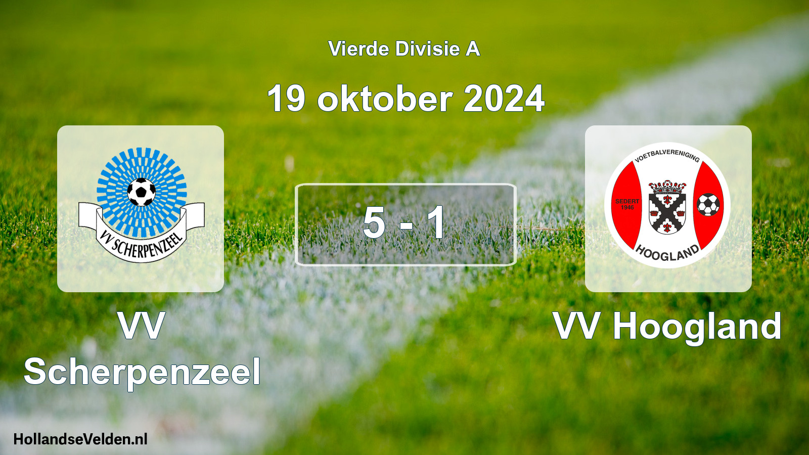 Total number of matches played: VV Scherpenzeel - VV Hoogland 5 - 1 (19 October 2024)