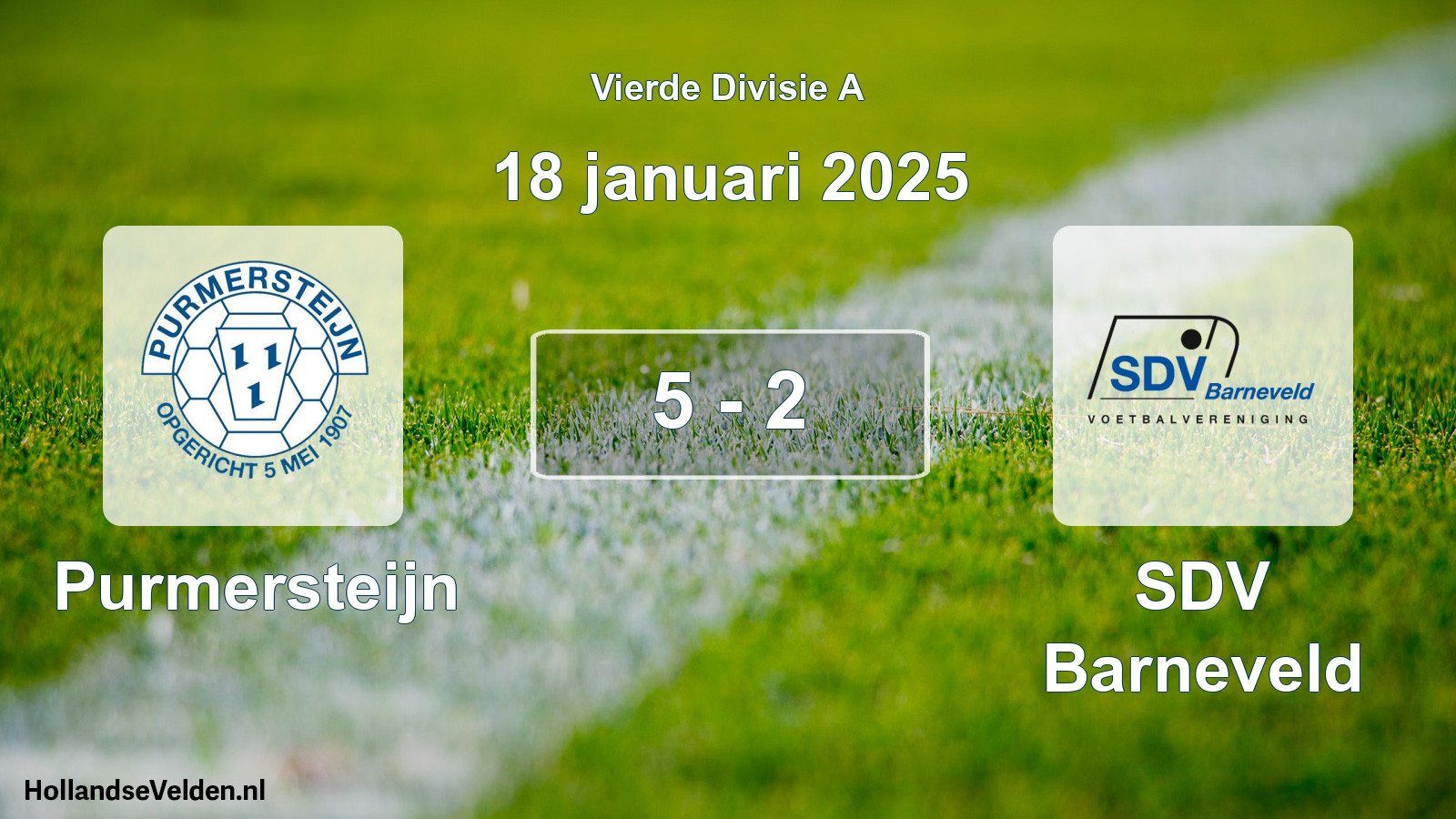 Total number of matches played: Purmersteijn - SDV Barneveld 5 - 2 (18 January 2025)