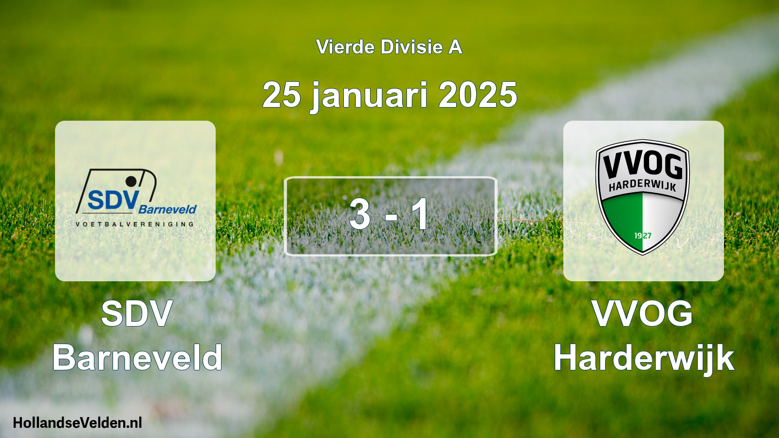 Total number of matches played: SDV Barneveld - VVOG Harderwijk 3 - 1 (25 January 2025)