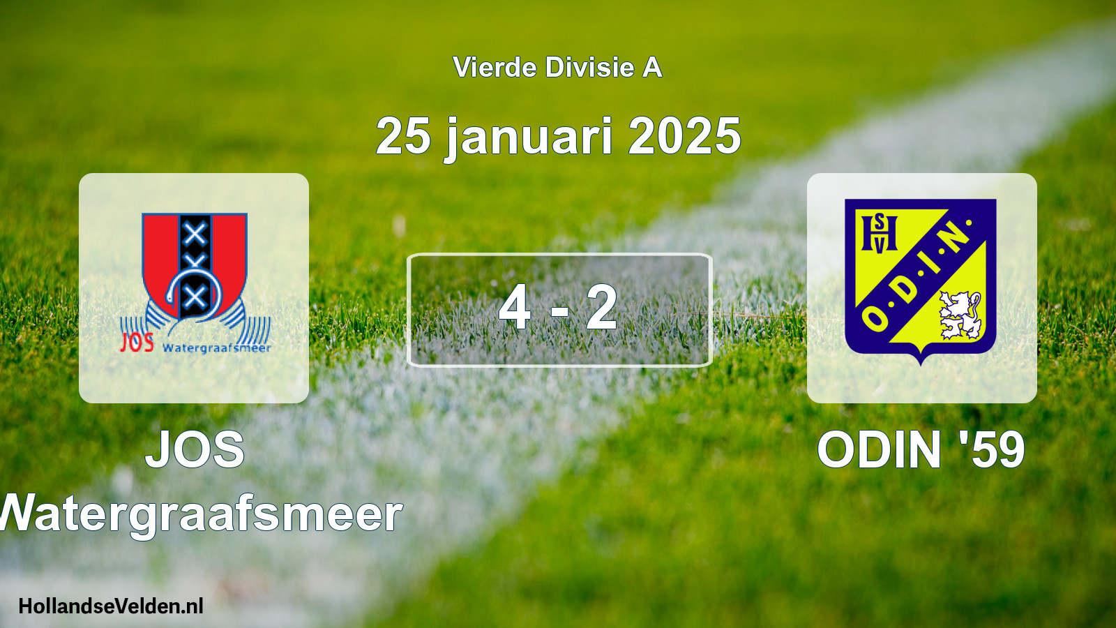 Total number of matches played: JOS Watergraafsmeer - ODIN '59 4 - 2 (25 January 2025)