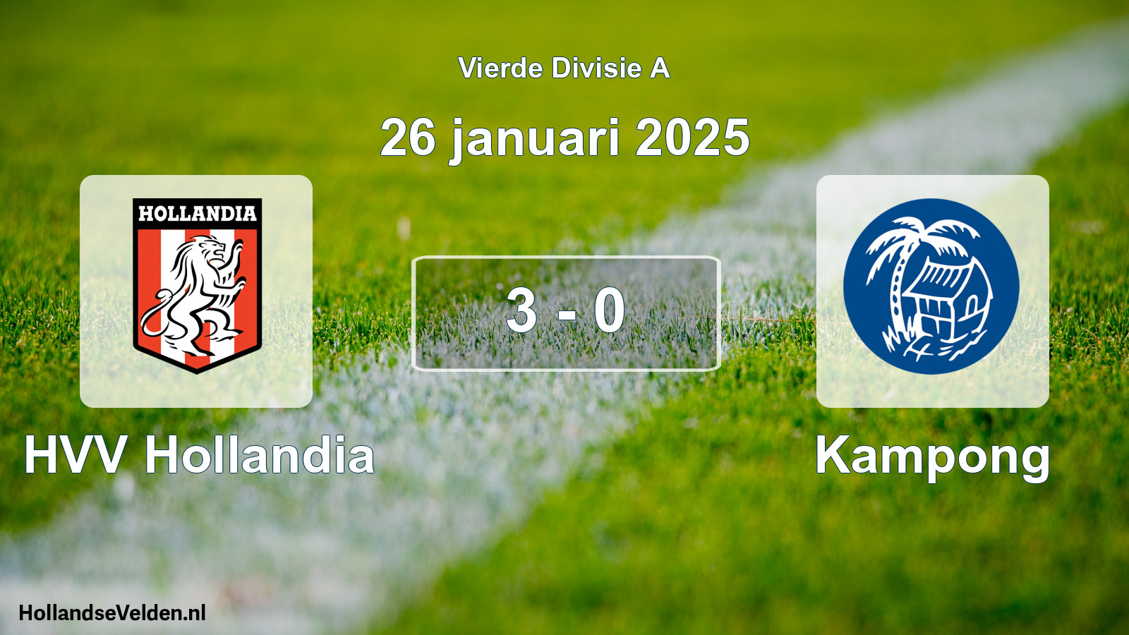 Total number of matches played: HVV Hollandia - Kampong 3 - 0 (26 January 2025)