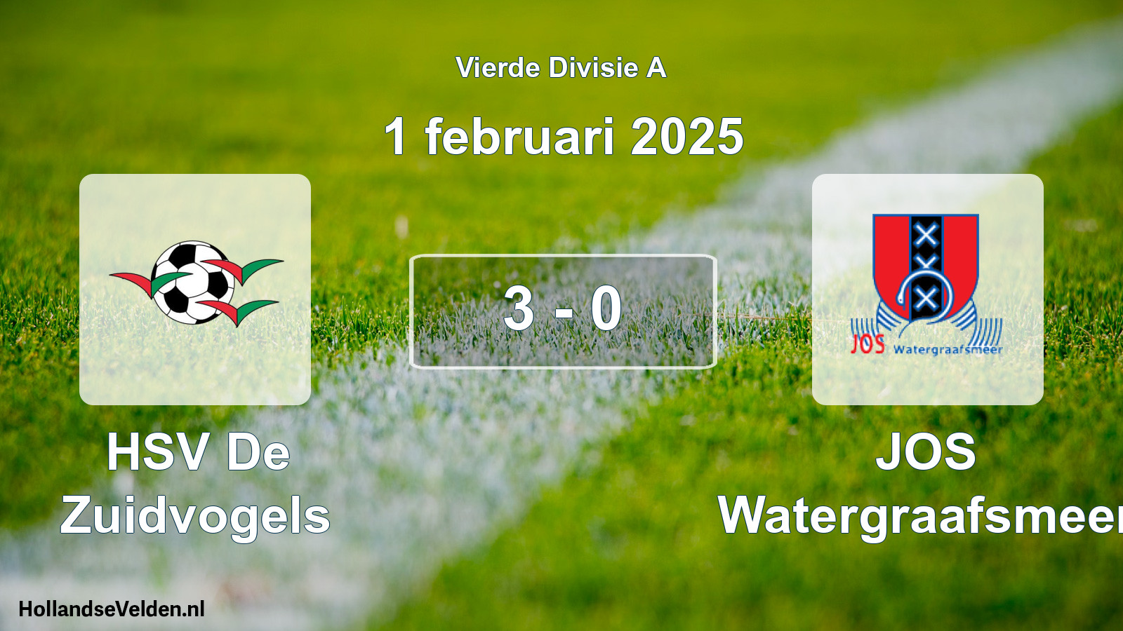 Total number of matches played: HSV De Zuidvogels - JOS Watergraafsmeer 3 - 0 (1 February 2025)