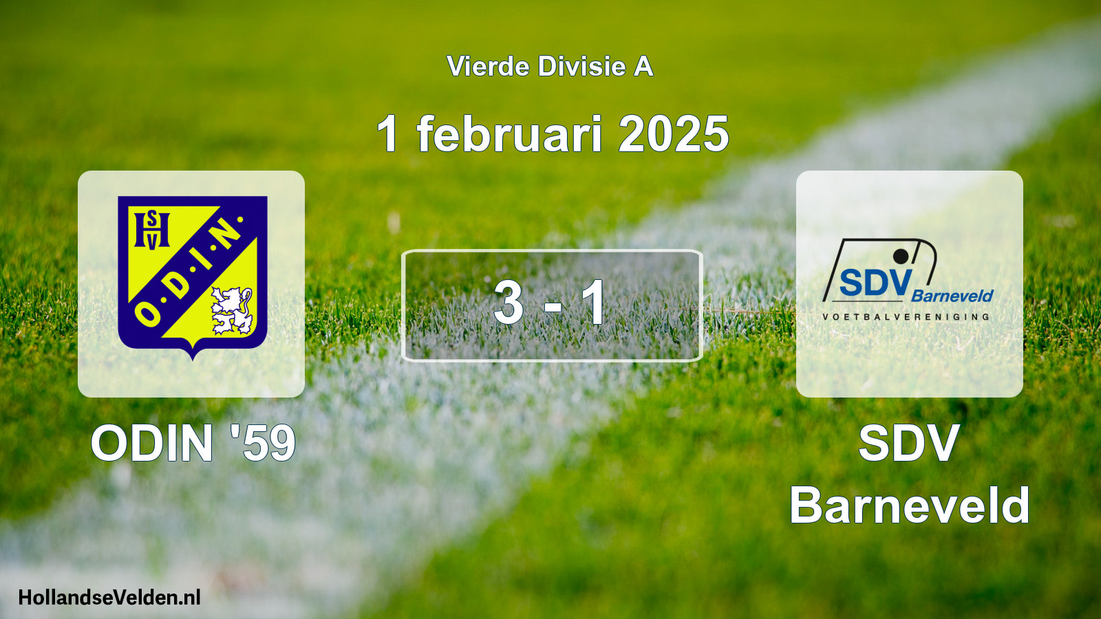 Total number of matches played: ODIN '59 - SDV Barneveld 3 - 1 (1 February 2025)