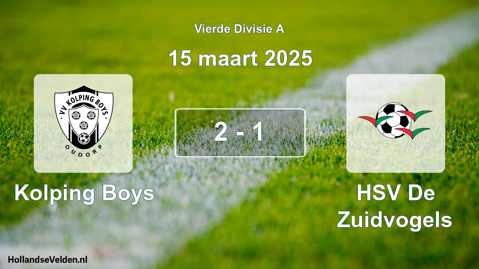 Total number of matches played: Kolping Boys - HSV De Zuidvogels 2 - 1 (15 March 2025)