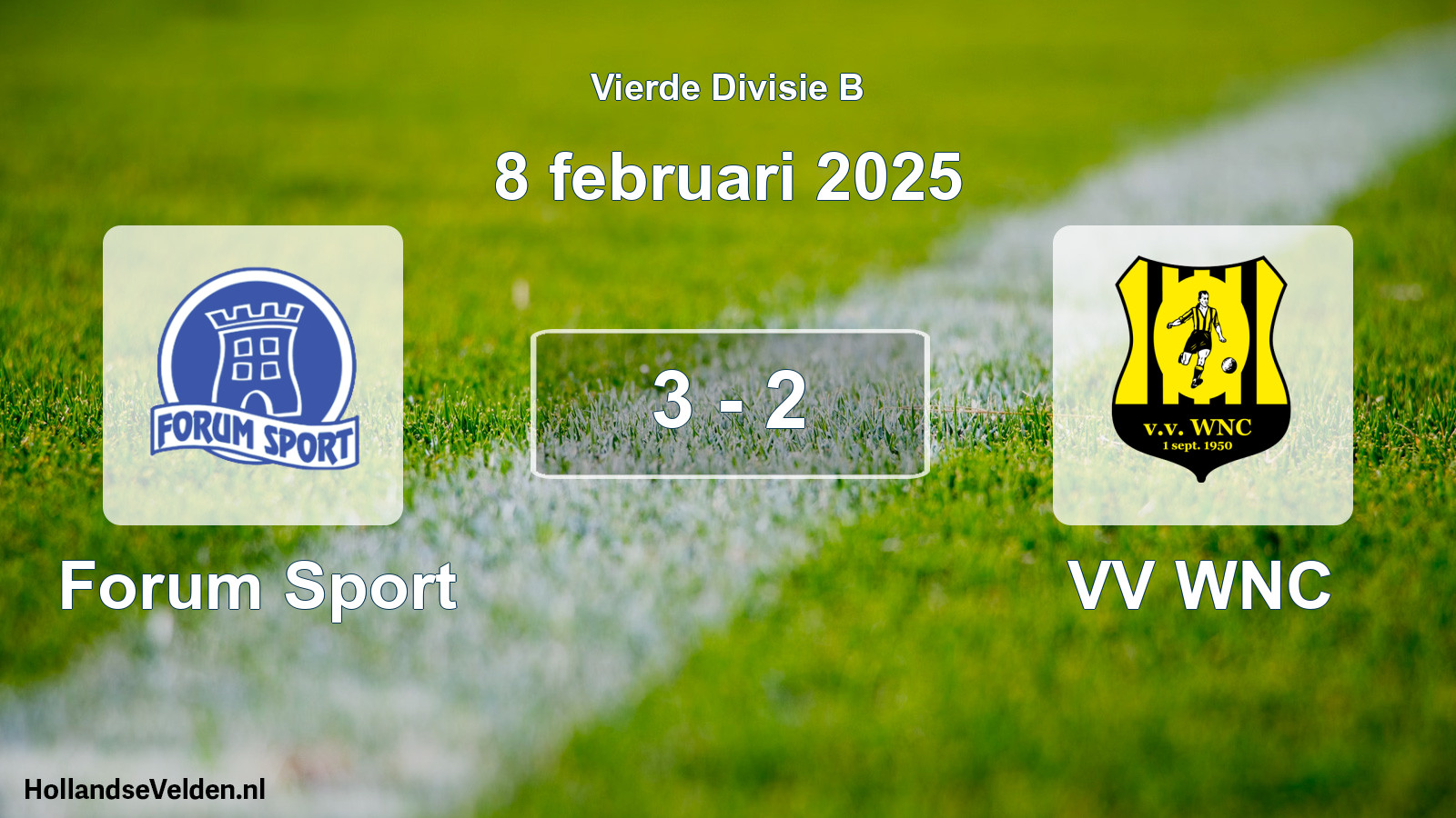 Total number of matches played: Forum Sport - VV WNC 3 - 2 (8 February 2025)