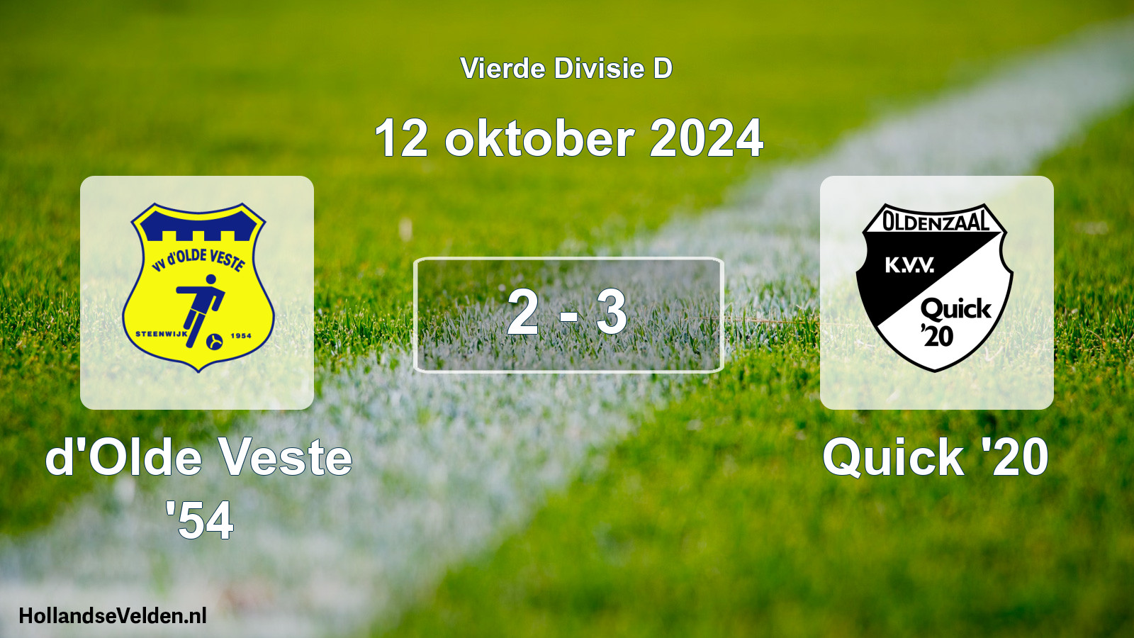 Total number of matches played: d'Olde Veste '54 - Quick '20 2 - 3 (12 October 2024)