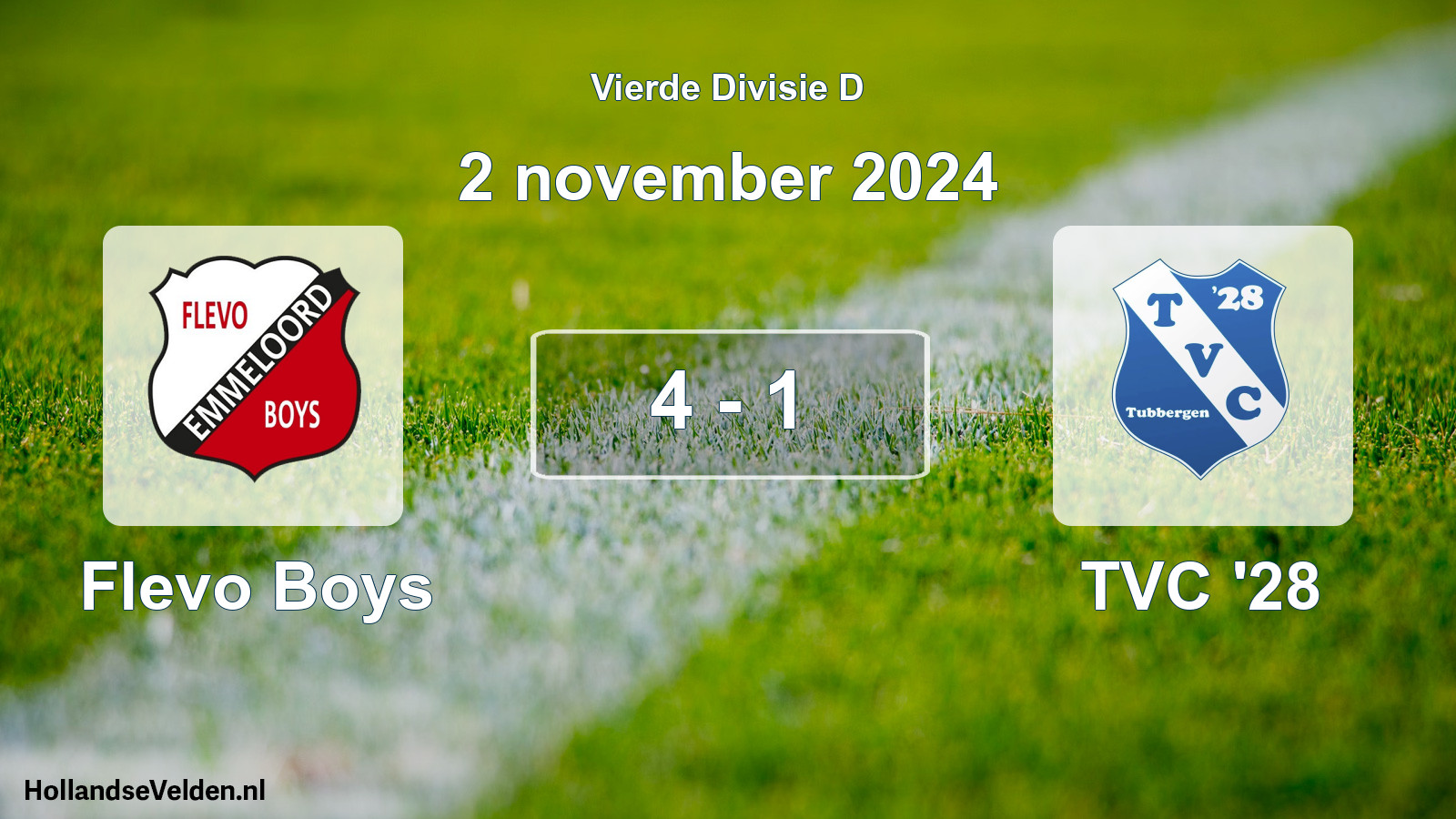 Total number of matches played: Flevo Boys - TVC '28 4 - 1 (2 November 2024)