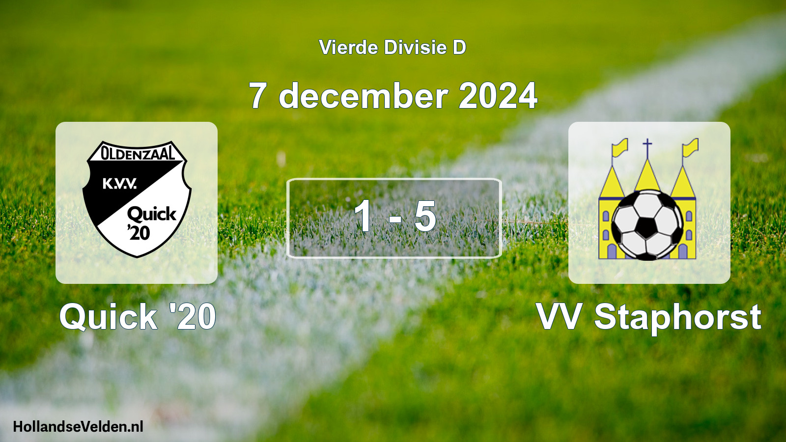 Total number of matches played: Quick '20 - VV Staphorst 1 - 5 (7 December 2024)