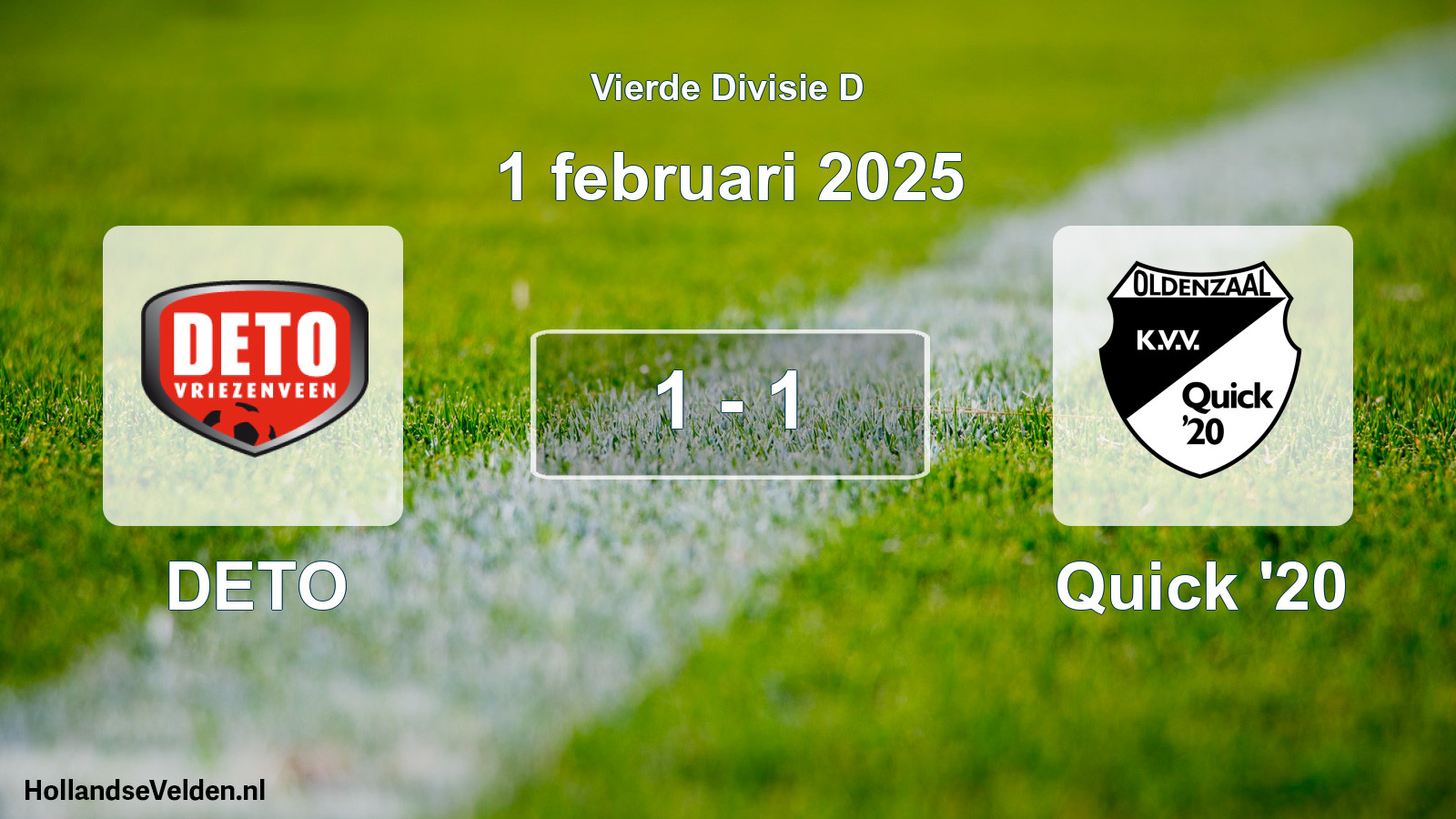 Total number of matches played: DETO - Quick '20 1 - 1 (1 February 2025)