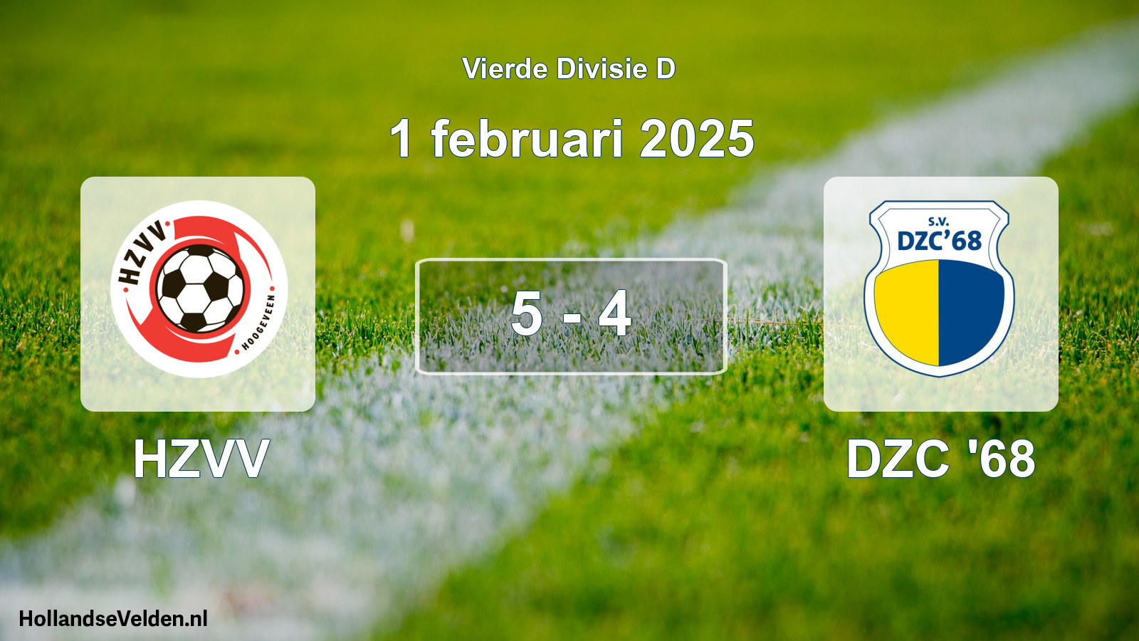 Total number of matches played: HZVV - DZC '68 5 - 4 (1 February 2025)