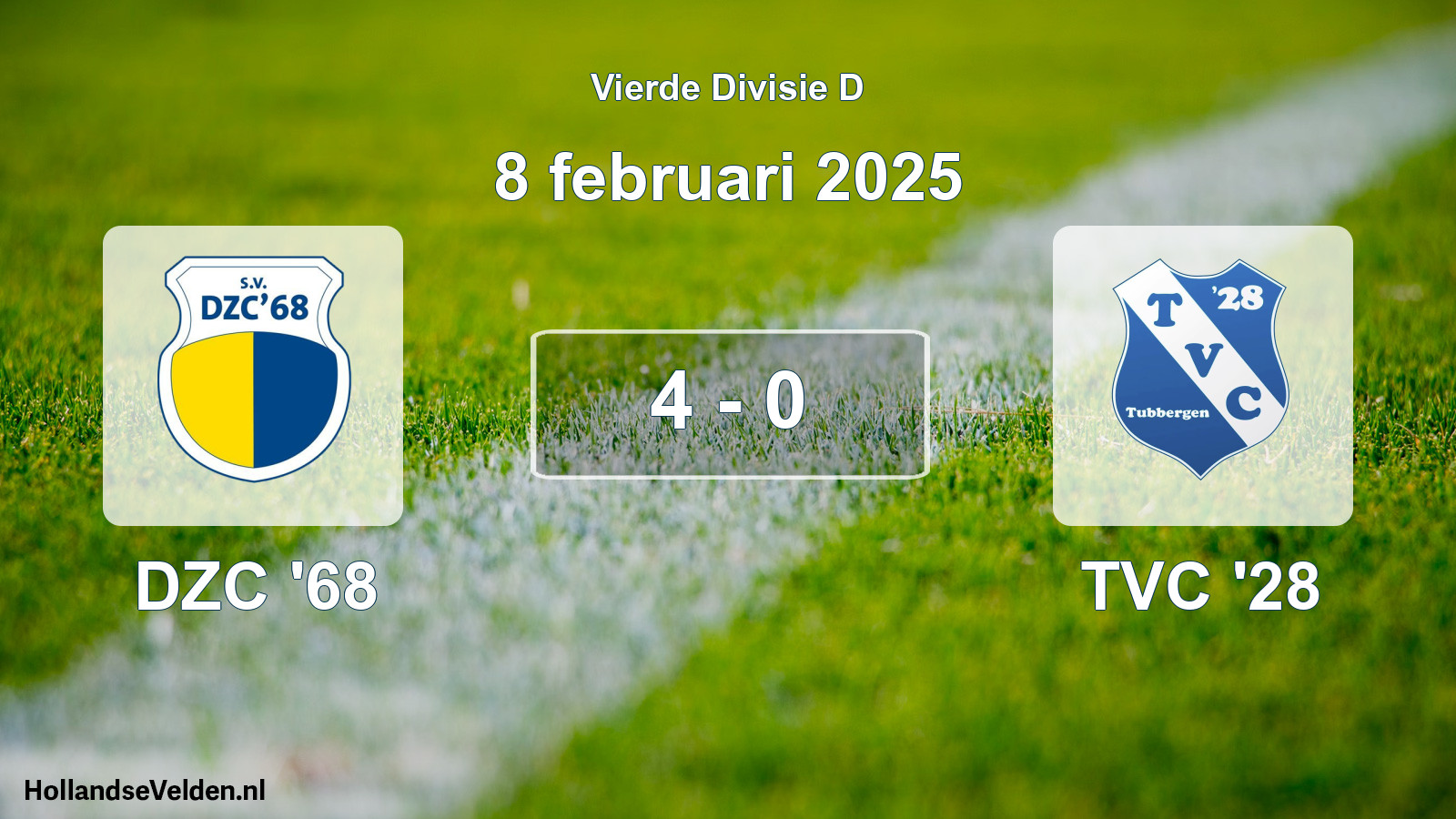 Total number of matches played: DZC '68 - TVC '28 4 - 0 (8 February 2025)