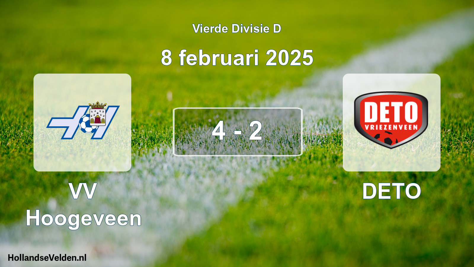Total number of matches played: VV Hoogeveen - DETO 4 - 2 (8 February 2025)