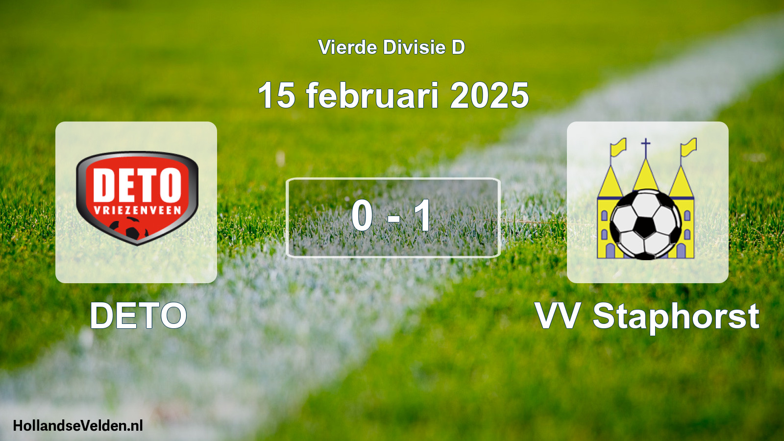 Total number of matches played: DETO - VV Staphorst 0 - 1 (15 February 2025)