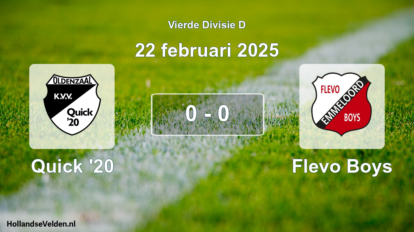 Total number of matches played: Quick '20 - Flevo Boys 0 - 0 (22 February 2025)