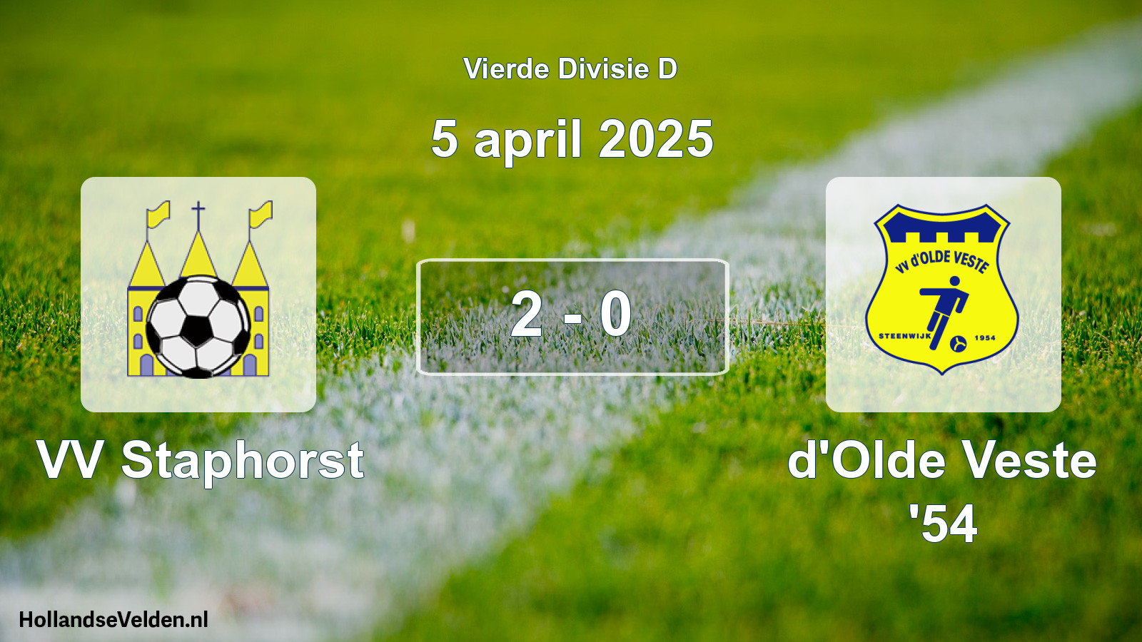 Total number of matches played: VV Staphorst - d'Olde Veste '54 2 - 0 (5 April 2025)
