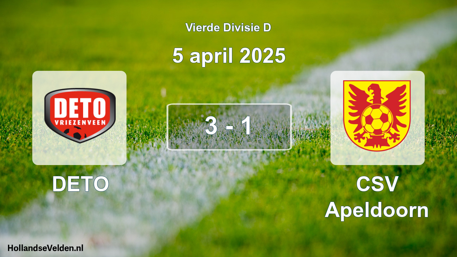 Total number of matches played: DETO - CSV Apeldoorn 3 - 1 (5 April 2025)