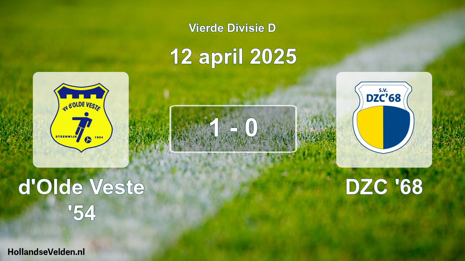 Total number of matches played: d'Olde Veste '54 - DZC '68 1 - 0 (12 April 2025)