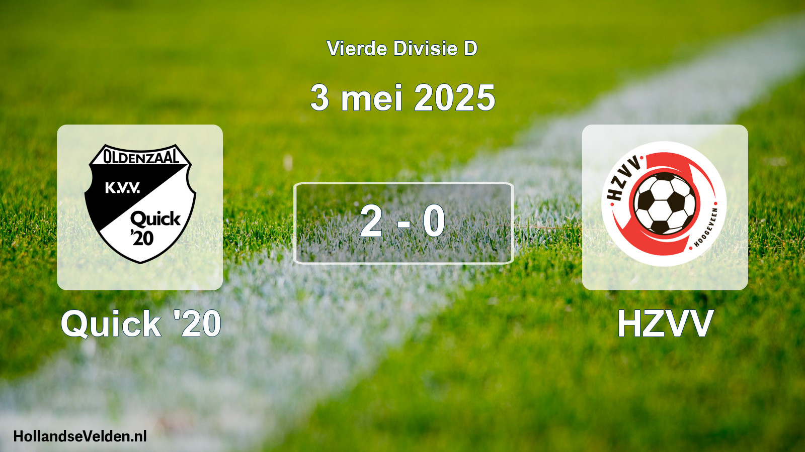 Total number of matches played: Quick '20 - HZVV 2 - 0 (3 May 2025)