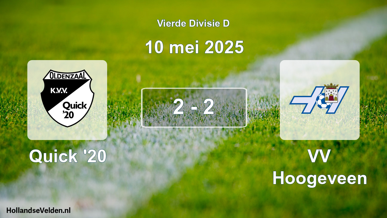 Total number of matches played: Quick '20 - VV Hoogeveen 2 - 2 (10 May 2025)