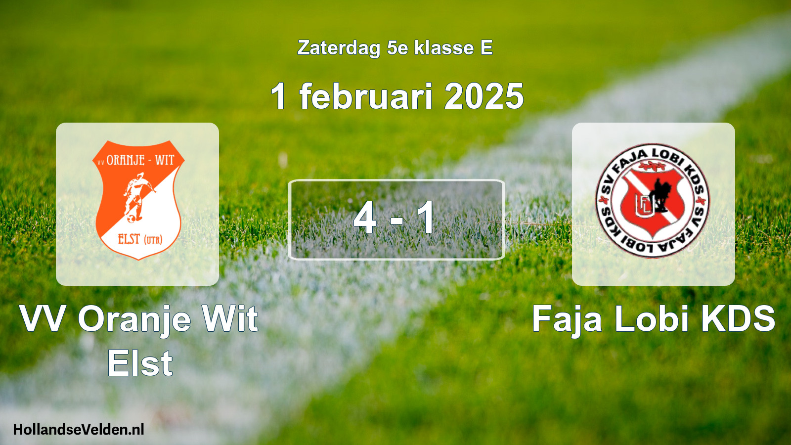 Total number of matches played: VV Oranje Wit Elst - Faja Lobi KDS 4 - 1 (1 February 2025)