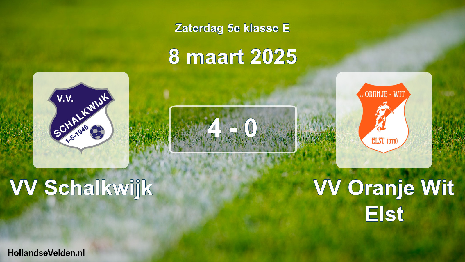 Total number of matches played: VV Schalkwijk - VV Oranje Wit Elst 4 - 0 (8 March 2025)