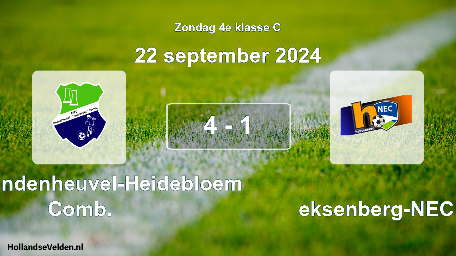 Total number of matches played: RKFC Lindenheuvel-Heidebloem Comb. - Heksenberg-NEC 4 - 1 (22 September 2024)
