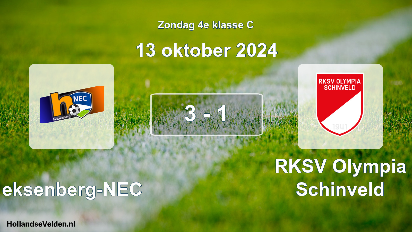 Total number of matches played: Heksenberg-NEC - RKSV Olympia Schinveld 3 - 1 (13 October 2024)