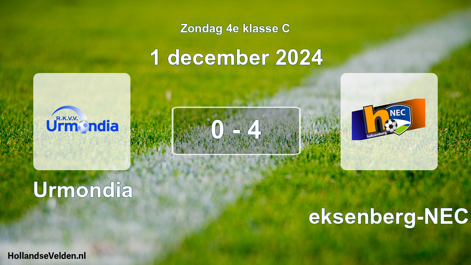 Total number of matches played: Urmondia - Heksenberg-NEC 0 - 4 (1 December 2024)