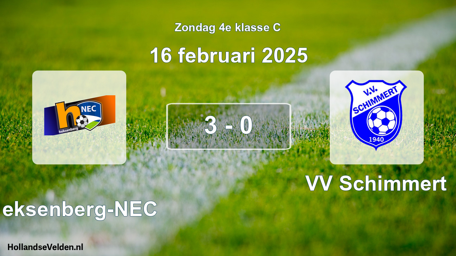 Total number of matches played: Heksenberg-NEC - VV Schimmert 3 - 0 (16 February 2025)
