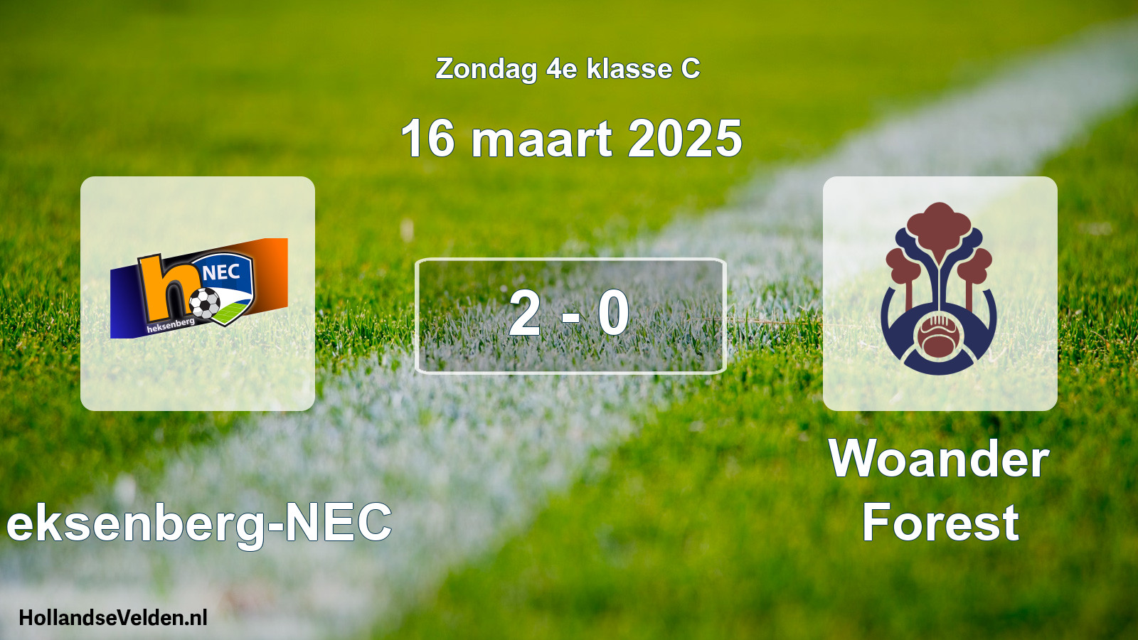 Total number of matches played: Heksenberg-NEC - Woander Forest 2 - 0 (16 March 2025)