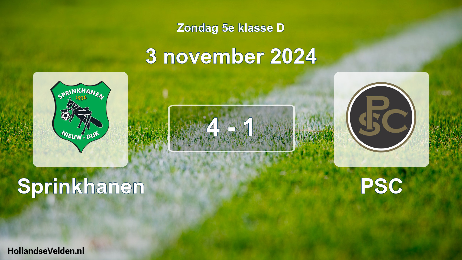 Total number of matches played: Sprinkhanen - PSC 4 - 1 (3 November 2024)