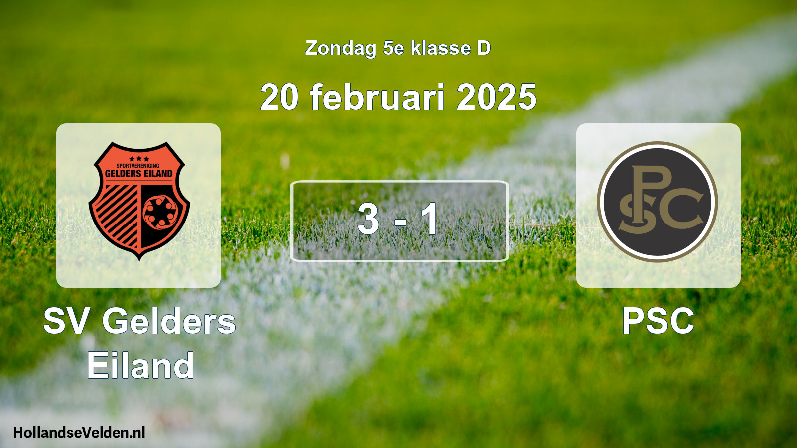 Total number of matches played: SV Gelders Eiland - PSC 3 - 1 (20 February 2025)