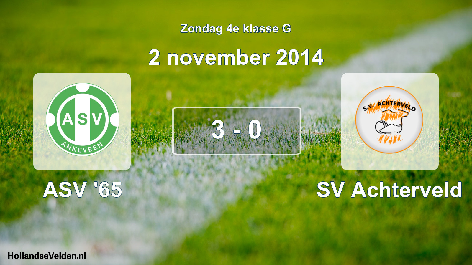 Total number of matches played: ASV '65 - SV Achterveld 3 - 0 (2 November 2014)
