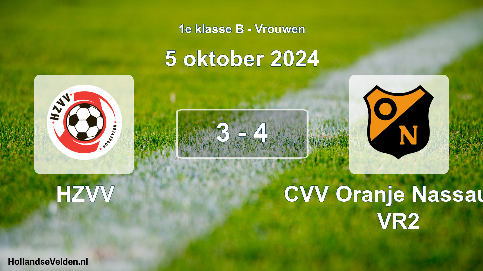 Total number of matches played: HZVV - CVV Oranje Nassau G VR2 3 - 4 (5 October 2024)