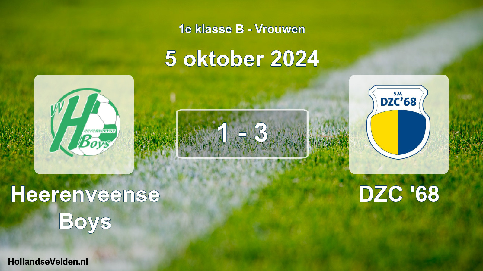 Total number of matches played: Heerenveense Boys - DZC '68 1 - 3 (5 October 2024)