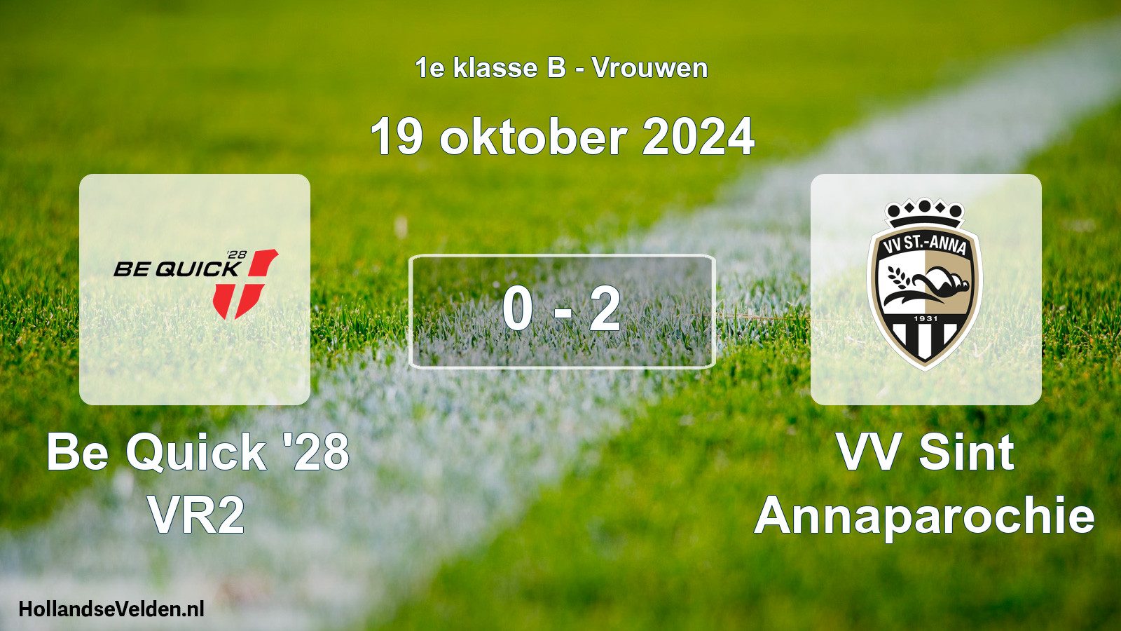 Total number of matches played: Be Quick '28 VR2 - VV Sint Annaparochie 0 - 2 (19 October 2024)