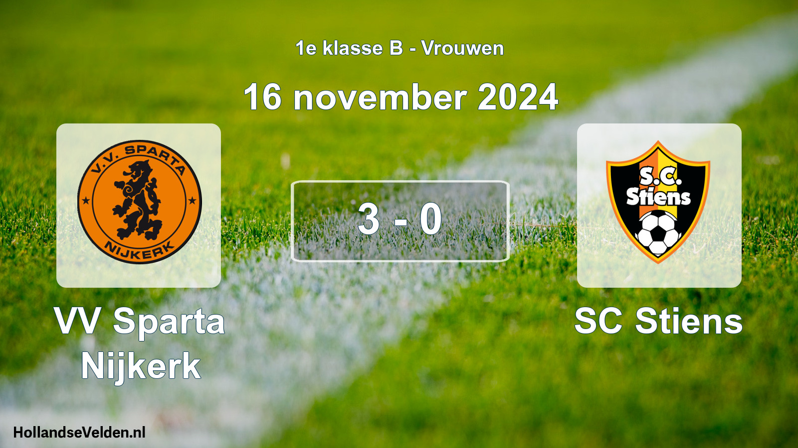 Total number of matches played: VV Sparta Nijkerk - SC Stiens 3 - 0 (16 November 2024)
