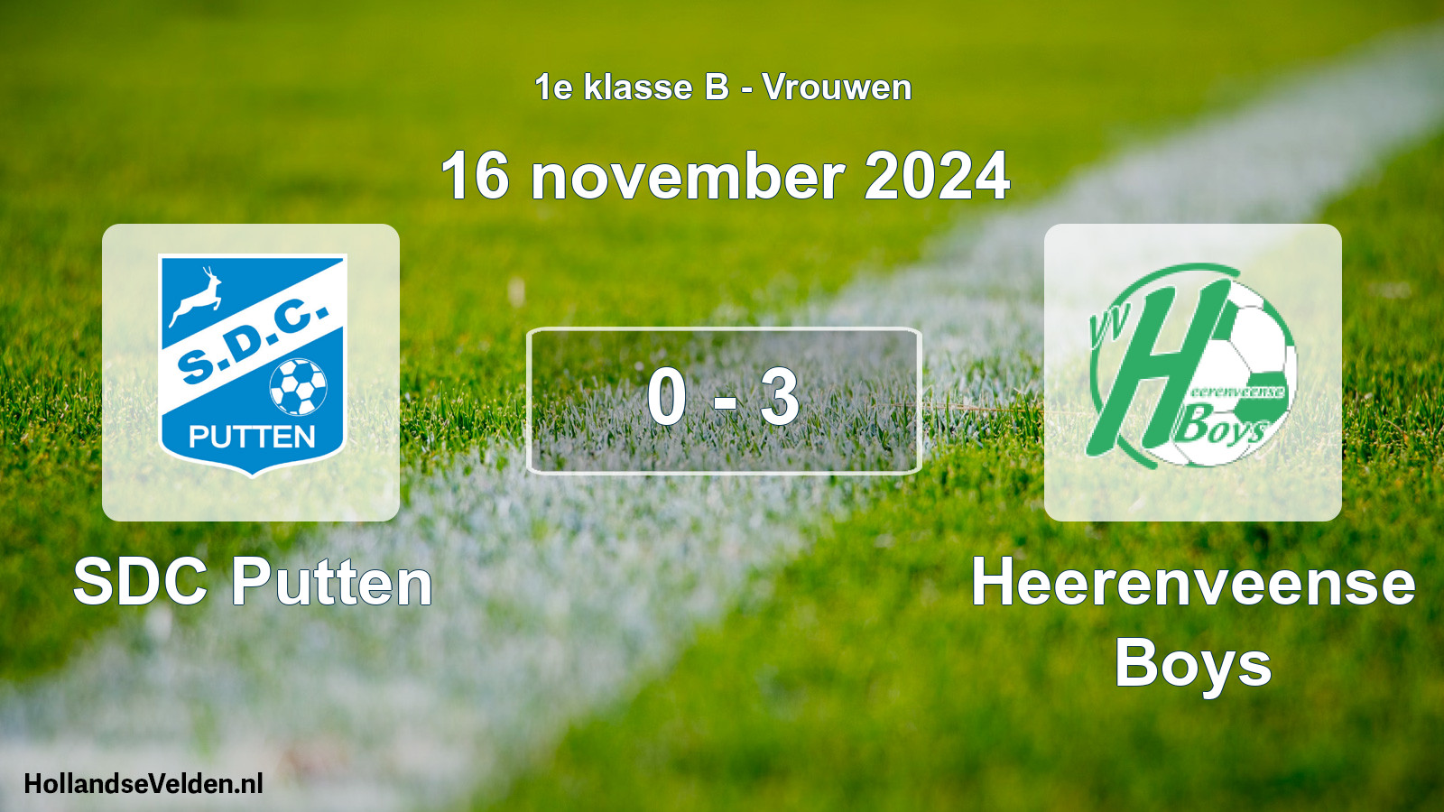 Total number of matches played: SDC Putten - Heerenveense Boys 0 - 3 (16 November 2024)