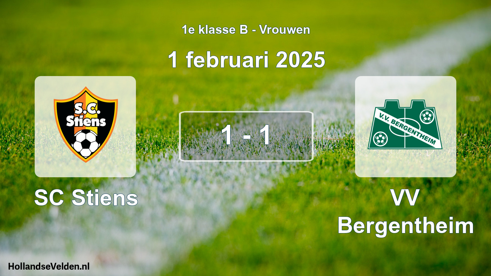 Total number of matches played: SC Stiens - VV Bergentheim 1 - 1 (1 February 2025)