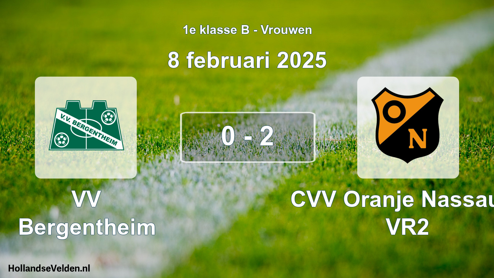 Total number of matches played: VV Bergentheim - CVV Oranje Nassau G VR2 0 - 2 (8 February 2025)