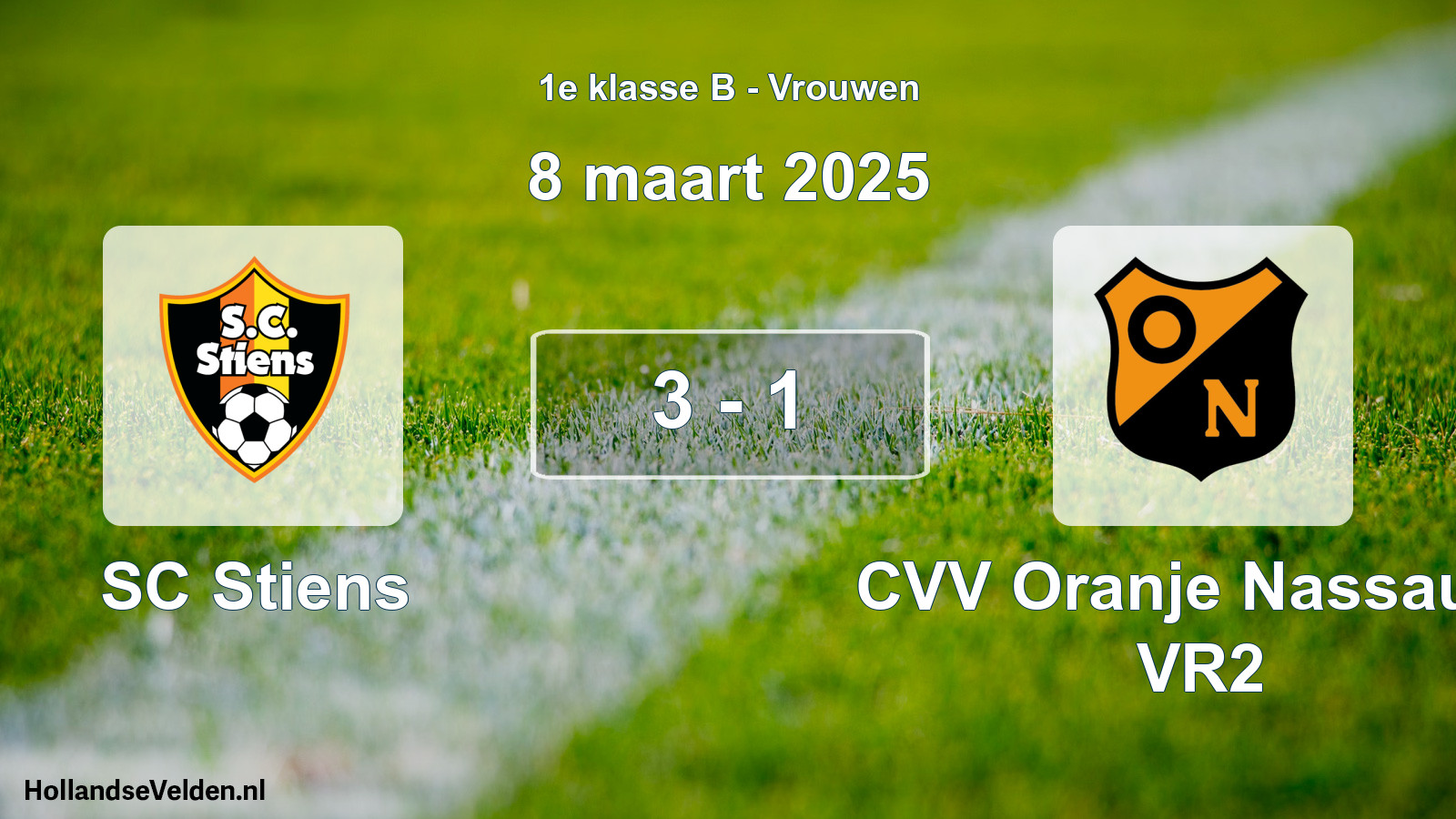 Total number of matches played: SC Stiens - CVV Oranje Nassau G VR2 3 - 1 (8 March 2025)