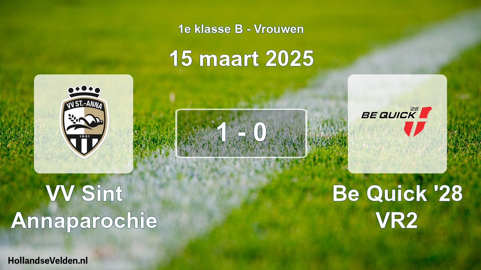 Total number of matches played: VV Sint Annaparochie - Be Quick '28 VR2 1 - 0 (15 March 2025)