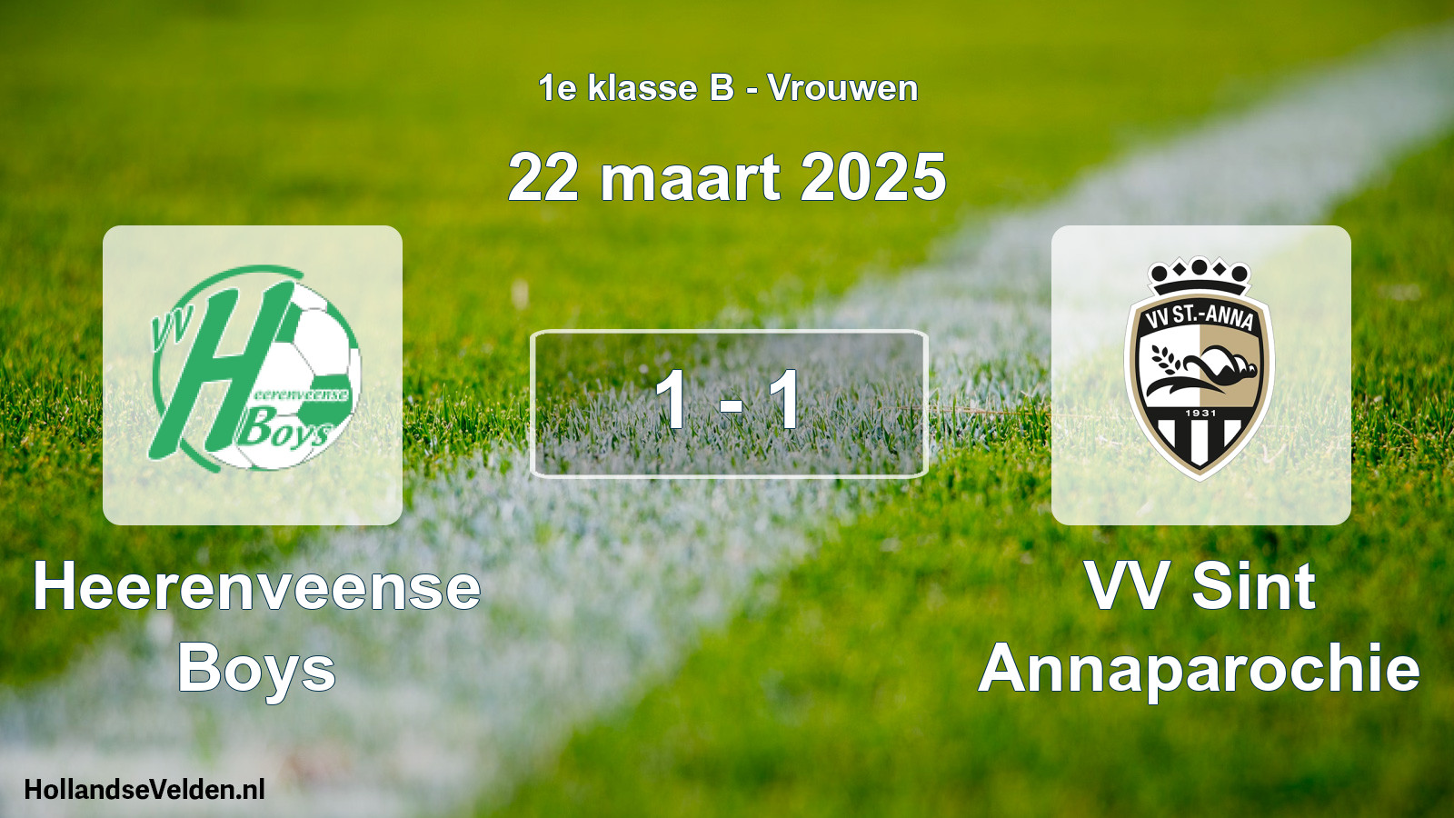 Total number of matches played: Heerenveense Boys - VV Sint Annaparochie 1 - 1 (22 March 2025)