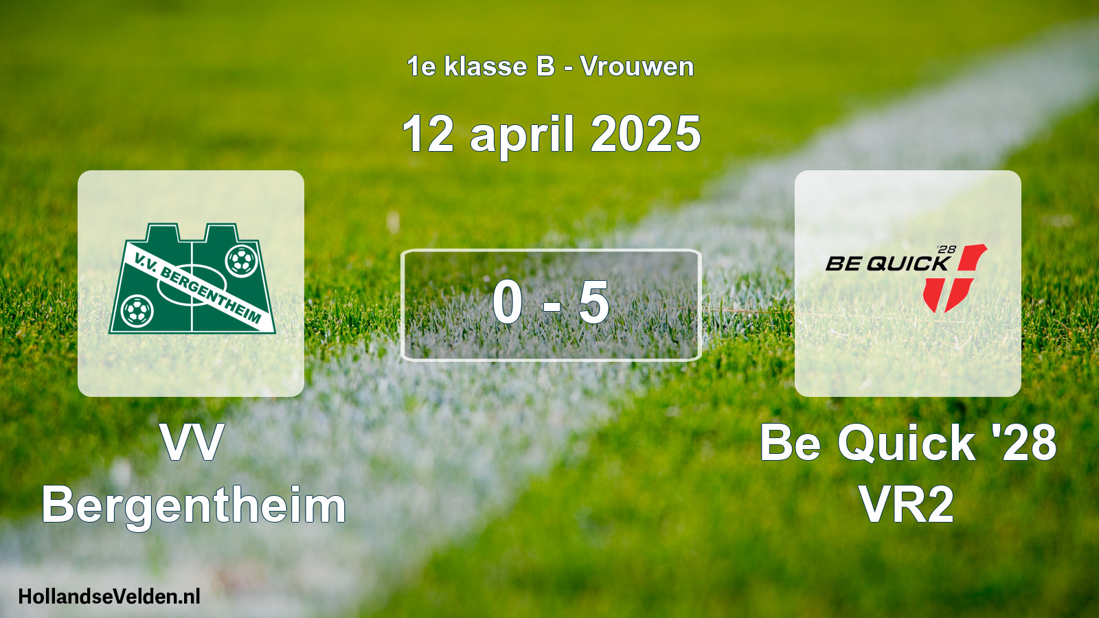 Total number of matches played: VV Bergentheim - Be Quick '28 VR2 0 - 5 (12 April 2025)