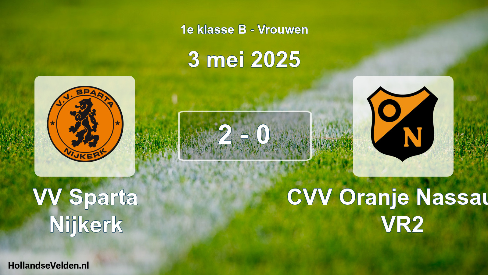 Total number of matches played: VV Sparta Nijkerk - CVV Oranje Nassau G VR2 2 - 0 (3 May 2025)