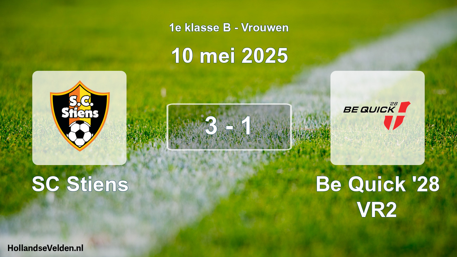 Total number of matches played: SC Stiens - Be Quick '28 VR2 3 - 1 (10 May 2025)