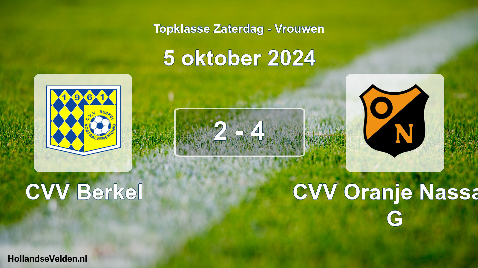 Total number of matches played: CVV Berkel - CVV Oranje Nassau G 2 - 4 (5 October 2024)