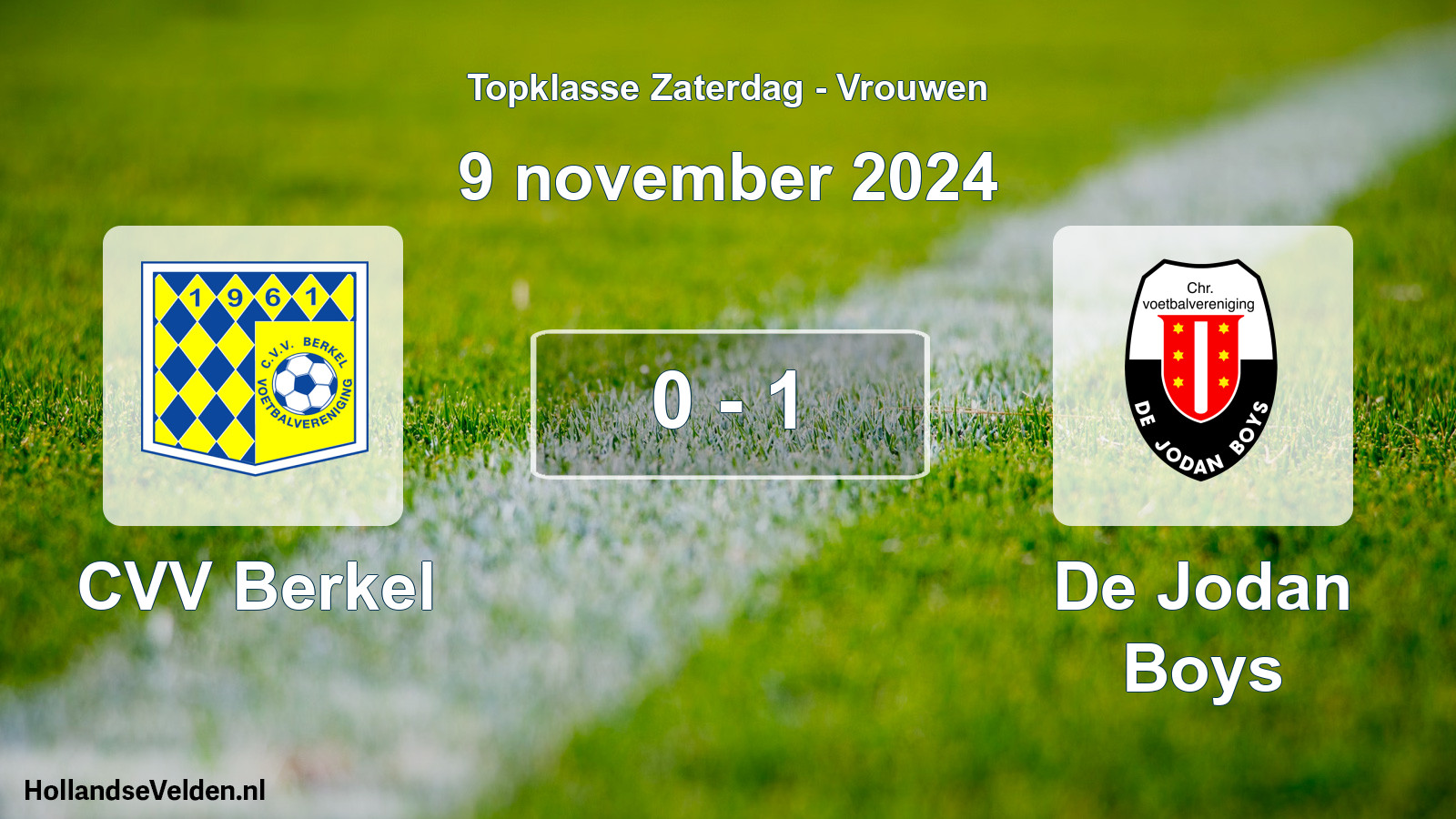 Total number of matches played: CVV Berkel - De Jodan Boys 0 - 1 (9 November 2024)